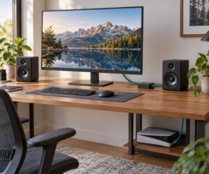 how to connect a console to a monitor with speakers