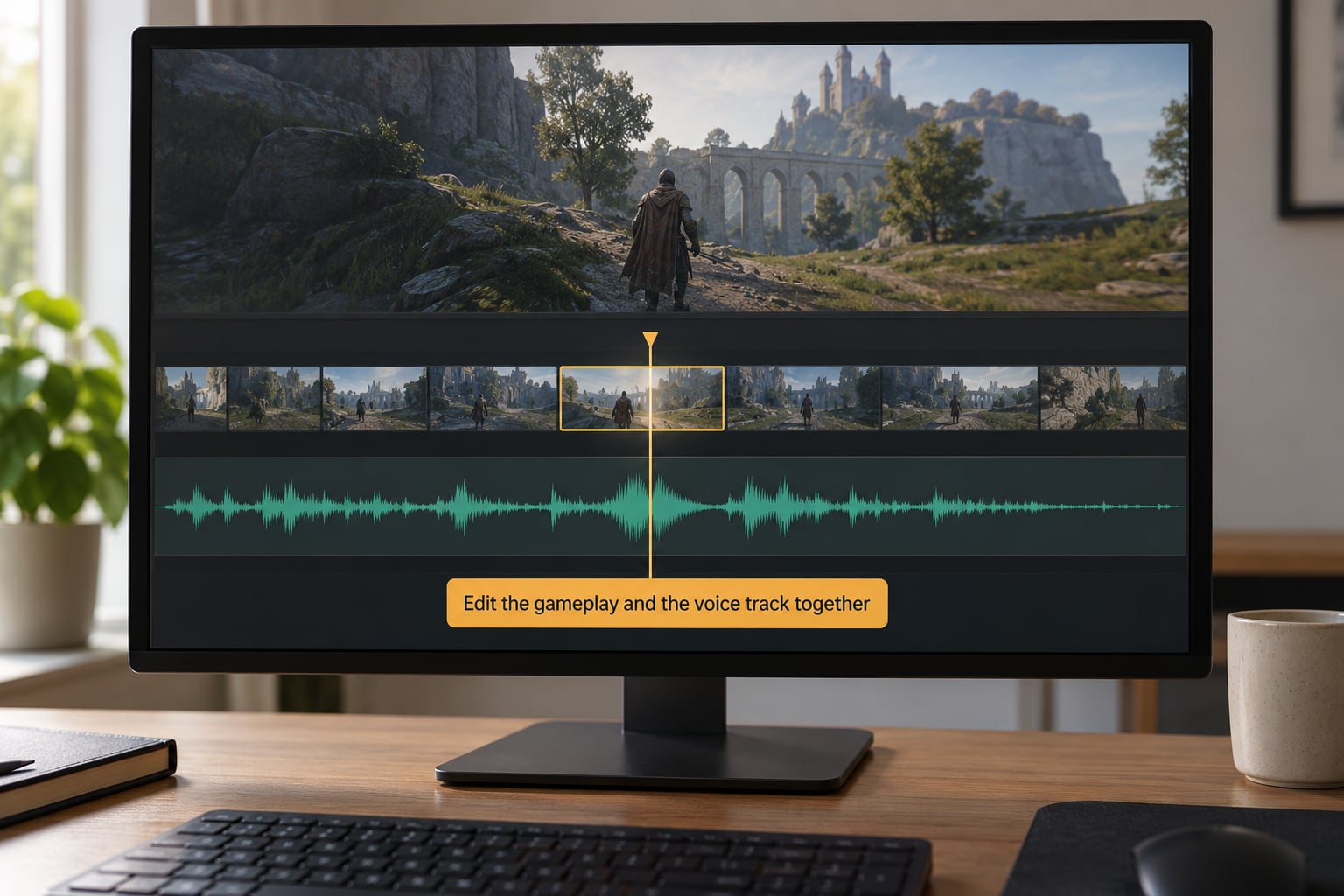 Edit the gameplay and the voice track together