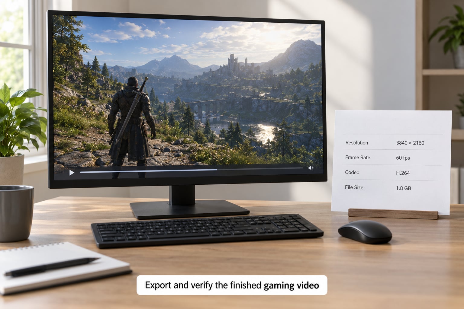 Export and verify the finished gaming video