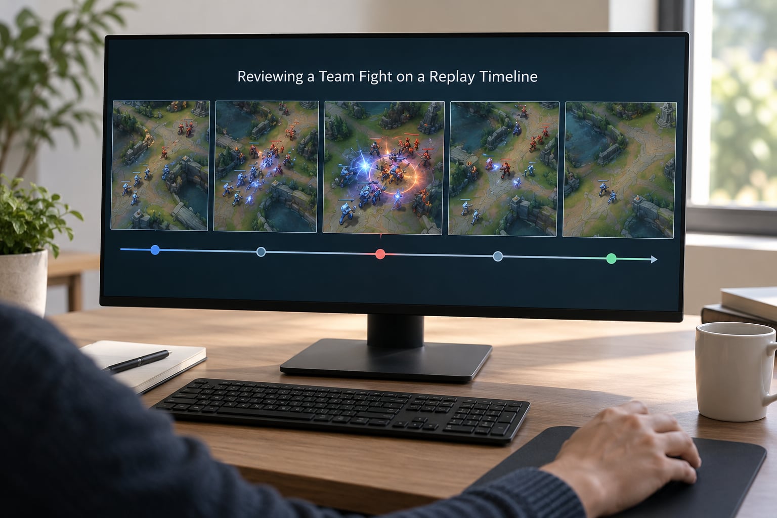 Reviewing a Team Fight on a Replay Timeline