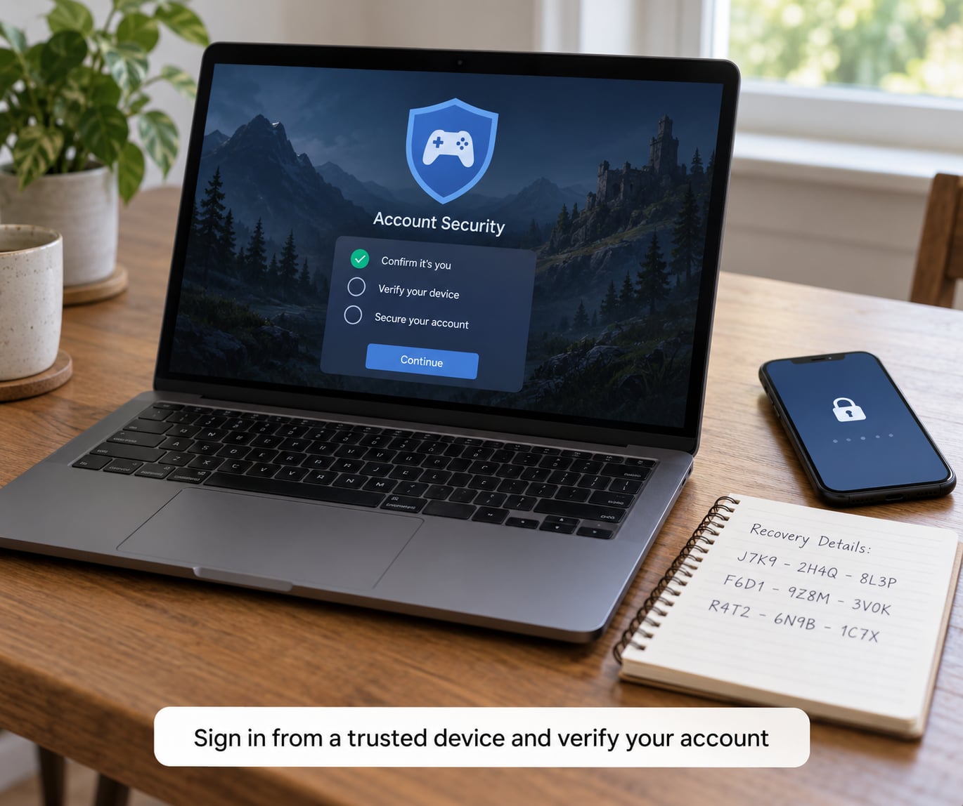Sign in from a trusted device and verify your account