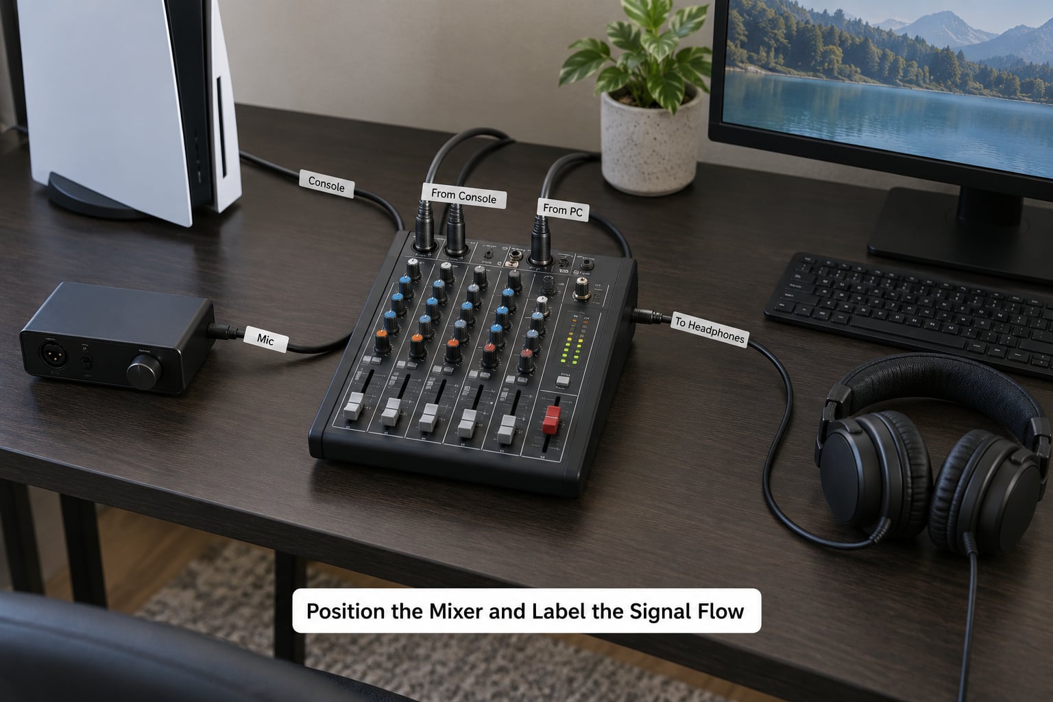 Position the Mixer and Label the Signal Flow